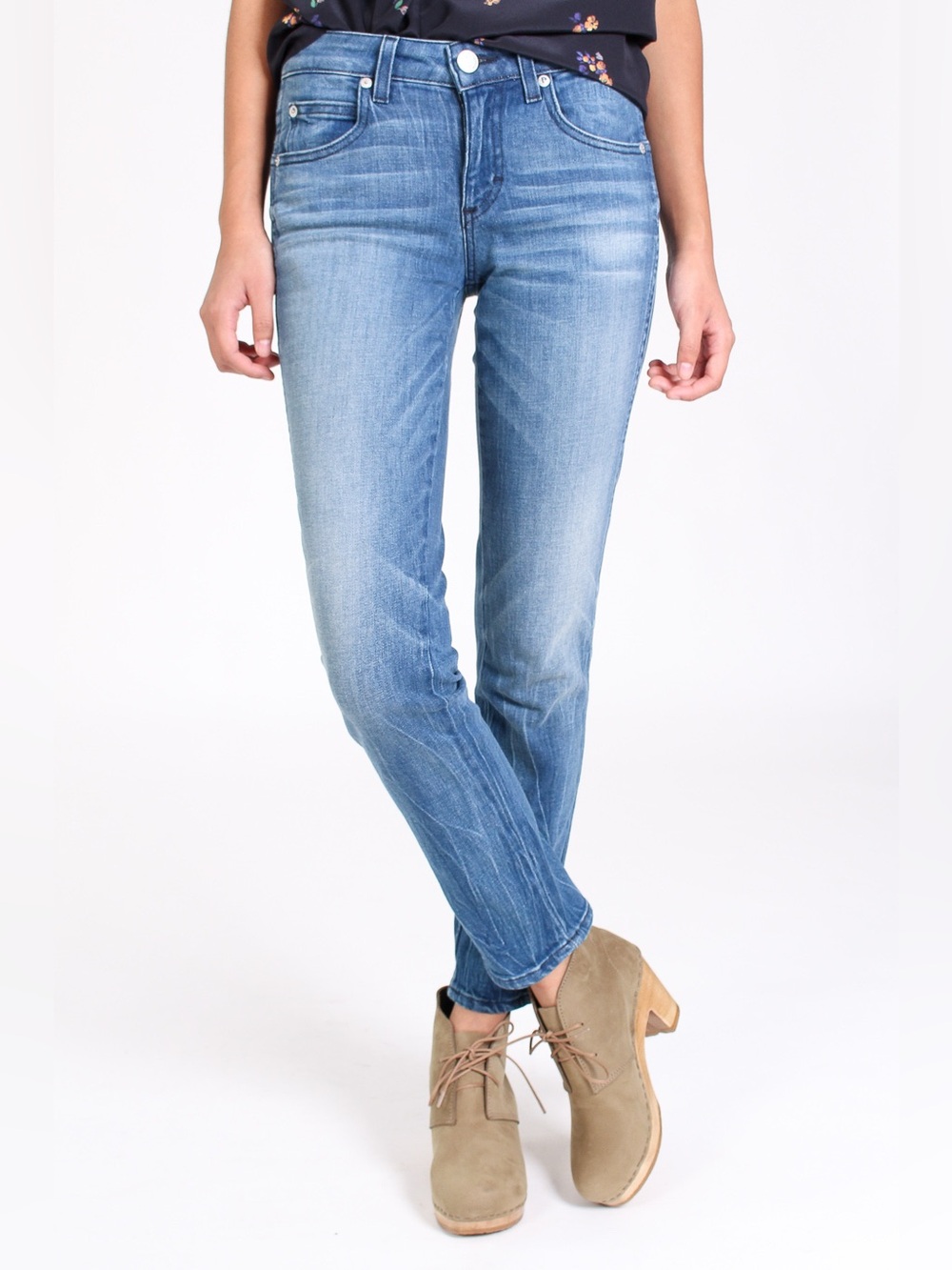 AMO Denim Kate Blue Gem Slim Straight Jeans Size 27